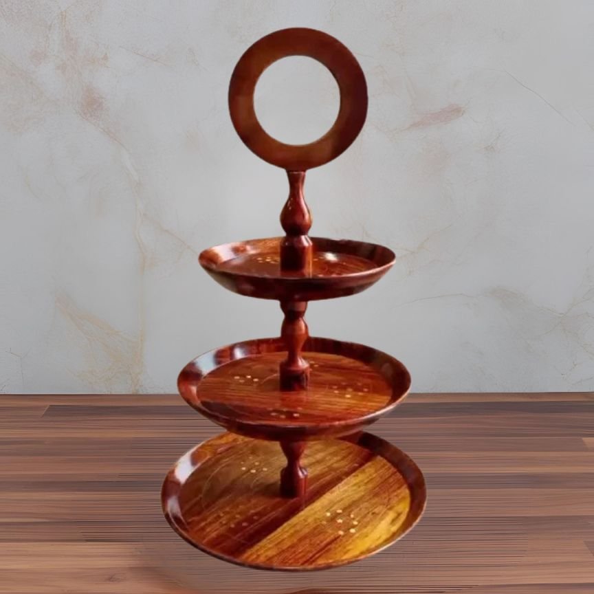 3-tier wooden tray , cake stand, dry fruit trays