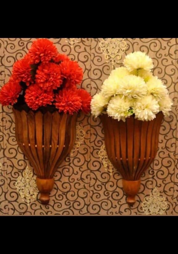 Wooden Flower Wall Vase