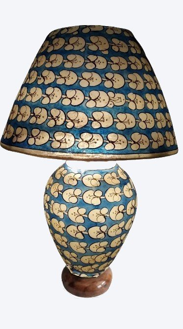 camel skin lamp blue and off white