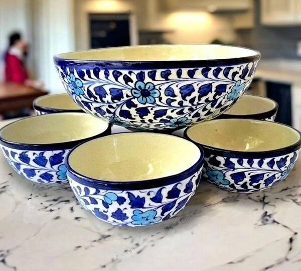 Blue Pottery Soup Set