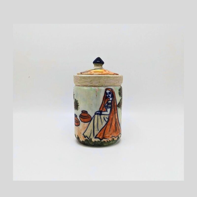 Blue pottery ceramic jar 3