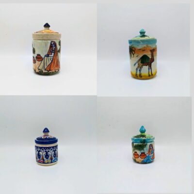 Blue pottery ceramic jars