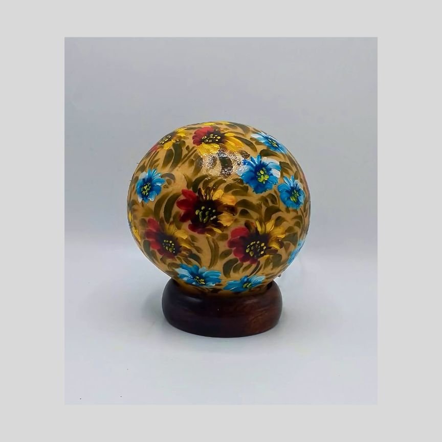 Circular Table Lamp, camel skin lamp