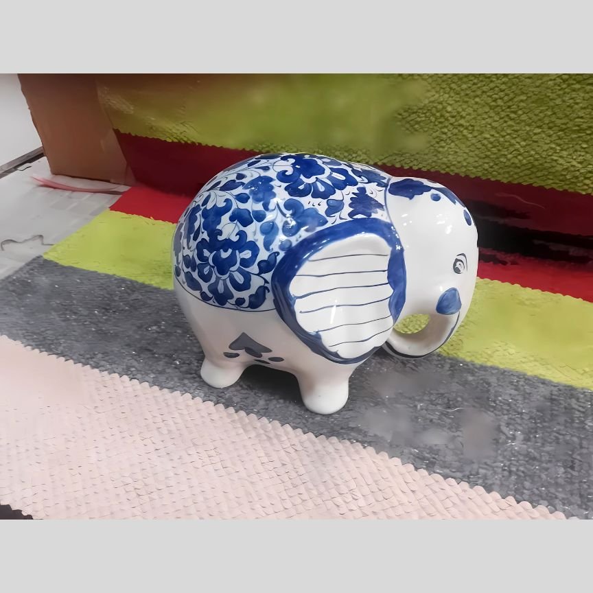 Blue Pottery Elephant home decor