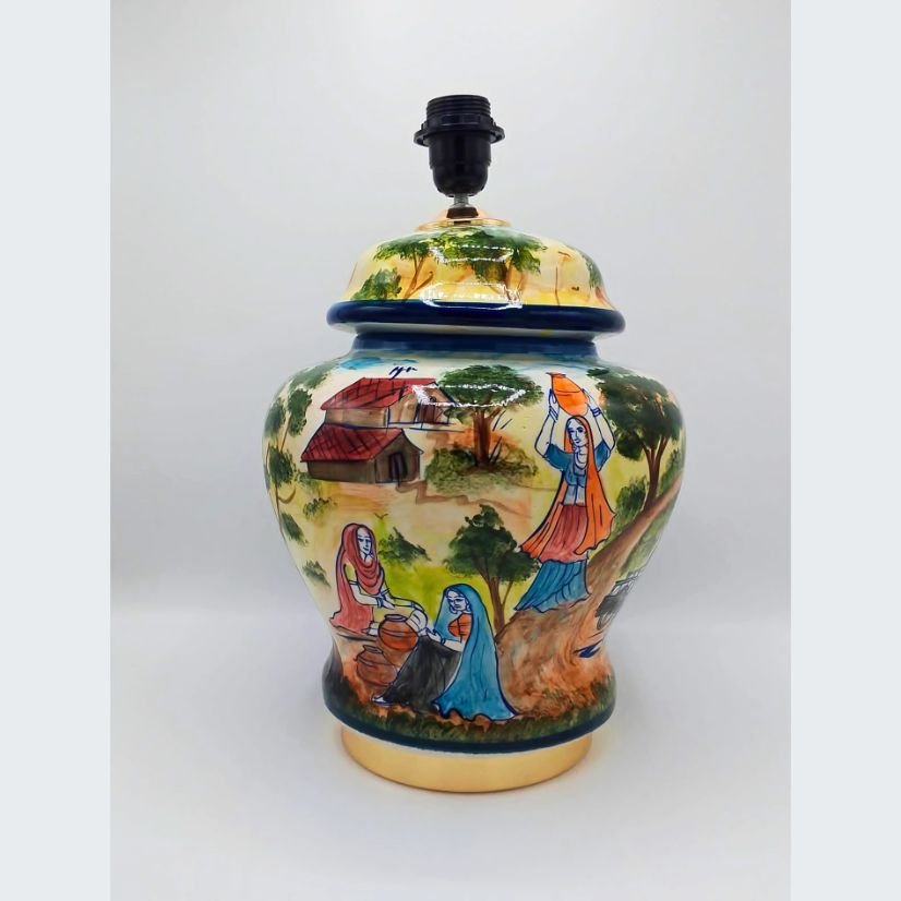 handmade ceramic side table lamp , art work